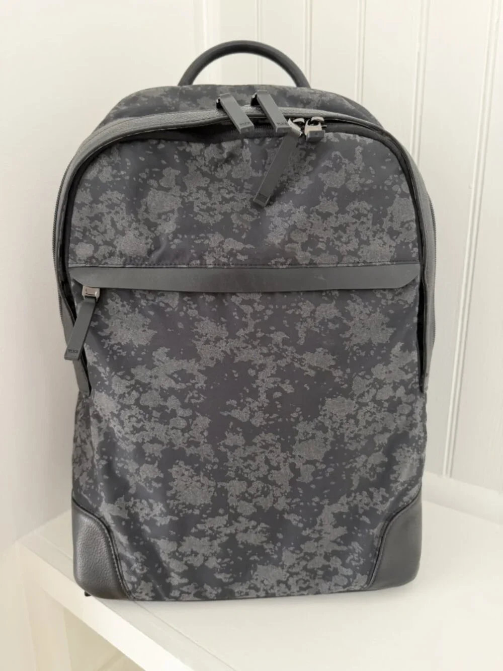 Tumi Dalston Massie Camo Nylon & Leather Laptop Backpack — Black Grey